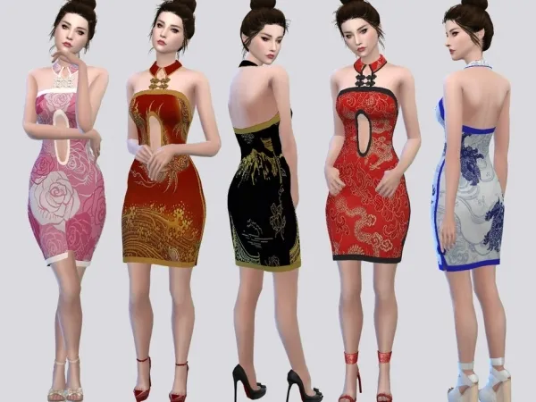 Alpha McLayneSims' Collar QiPao Dress - The Sims 4 Custom Content