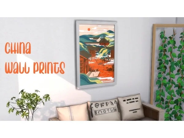 Maxis Match China Wall prints by celinaccsims - The Sims 4 Custom Content
