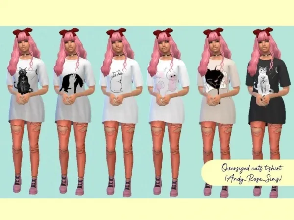Maxis Match AndyRoseSims' Oversized cats T shirt Mesh needed - The Sims 4 Custom Content