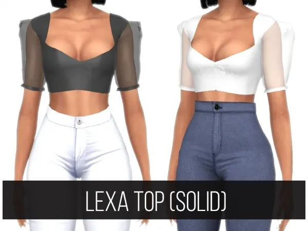 Alpha LEXA TOP SOLID COLORS - The Sims 4 Custom Content