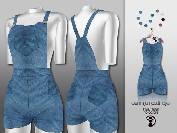 Alpha turksimmer's Denim Jumpsuit C175 - The Sims 4 Custom Content