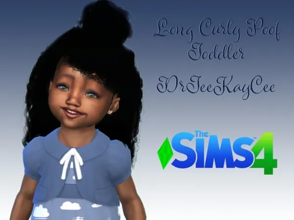 Alpha drteekaycee's Long Curly Poof Toddler Base Compatible - The Sims 4 Custom Content