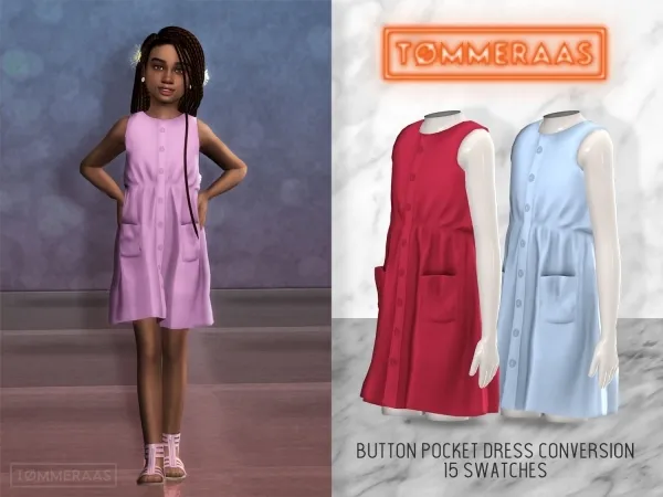 Alpha TØMMERAAS Button Pocket Dress Conversion (14) - The Sims 4 Custom Content