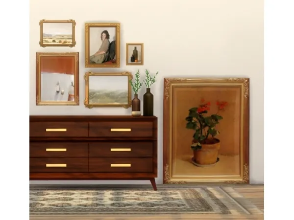 Maxis Match Three gilded framed paintings - The Sims 4 Custom Content