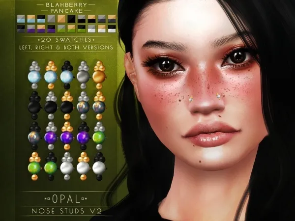 Maxis Match Blahberry Pancake Opal Nose Studs V2 - The Sims 4 Custom Content