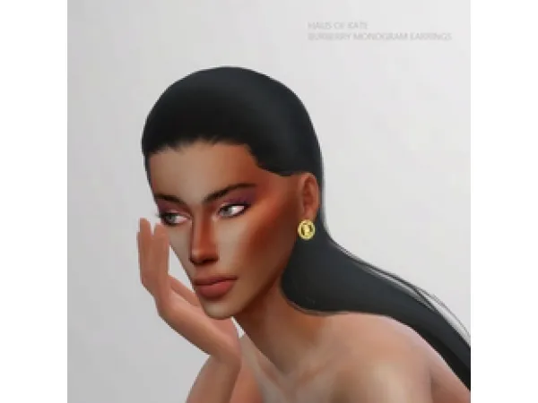 Alpha Burberry monogram earrings - The Sims 4 Custom Content