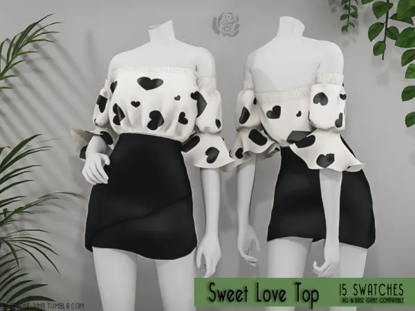 Alpha Sweet Love Top BR Sims by bluerose-sims - The Sims 4 Custom Content