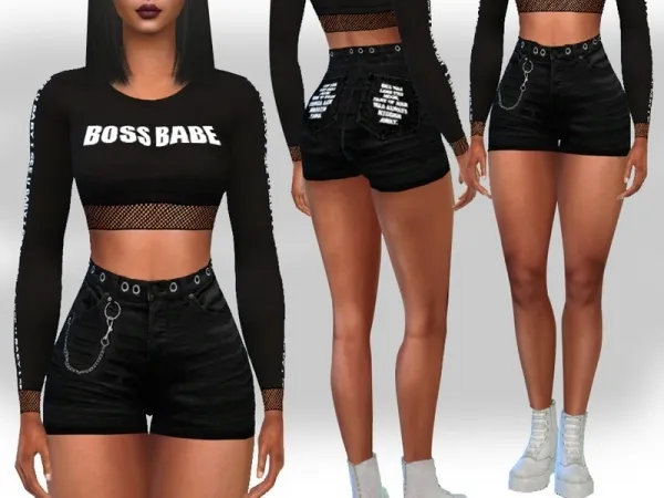 Maxis Match Saliwa's Female Chain High Waist Shorts - The Sims 4 Custom Content