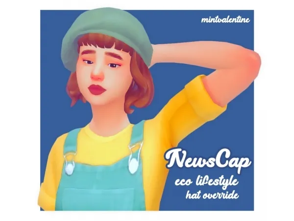 Maxis Match mintvalentine eco lifestyle hat override - The Sims 4 Custom Content