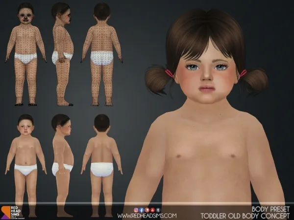Alpha TODDLER OLD BODY CONCEPT by redheadsims - The Sims 4 Custom Content