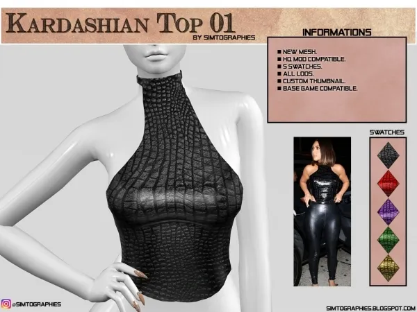Alpha Kardashian Top 01 by simtographies - The Sims 4 Custom Content