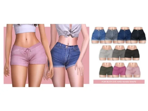Alpha EVE Simple Shorts Set - The Sims 4 Custom Content