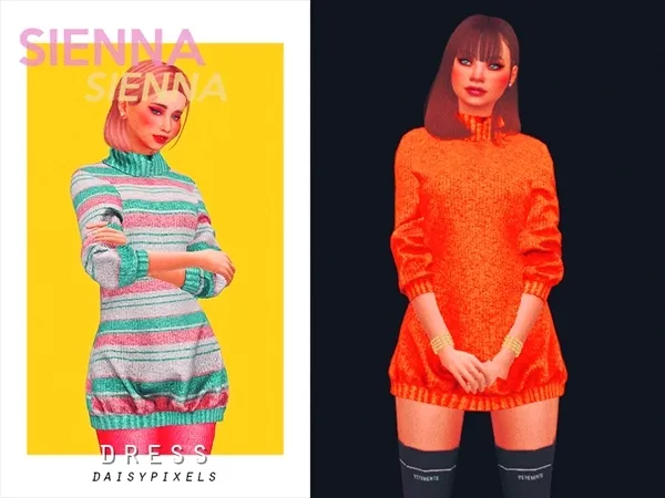 Maxis Match Sienna Sweater Dress ( ) by daisypixels - The Sims 4 Custom Content
