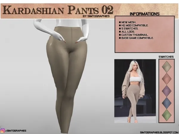Alpha Kardashian Pants 02 by simtographies - The Sims 4 Custom Content