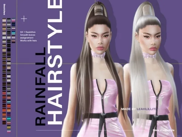 Alpha Leah Lillith's LeahLillith Rainfall Hairstyle by thesimsresource - The Sims 4 Custom Content