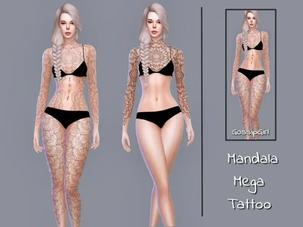 Mix GossipGirl S4's Mandala Mega Tattoo - The Sims 4 Custom Content