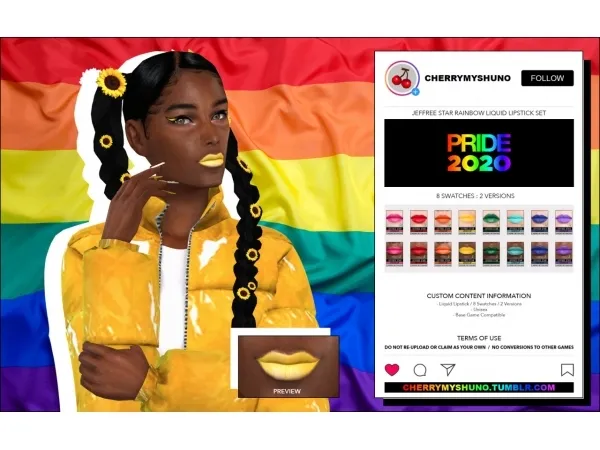 Alpha Jeffree Star Rainbow Liquid Lipsticks Set CCN05 - The Sims 4 Custom Content