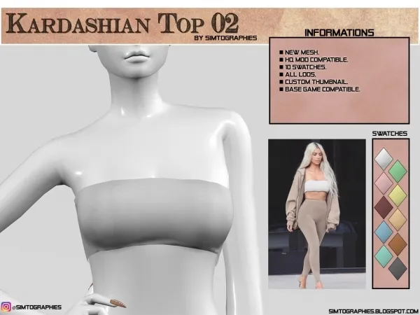 Alpha Kardashian Top 02 by simtographies - The Sims 4 Custom Content