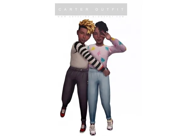 Maxis Match CARTER SWEATER AND JEANS OUTFIT - The Sims 4 Custom Content