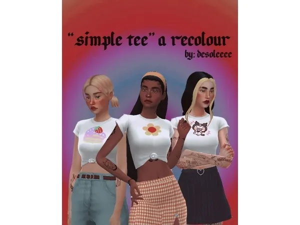 Maxis Match kawaii recolour of rigeports simple tee - The Sims 4 Custom Content
