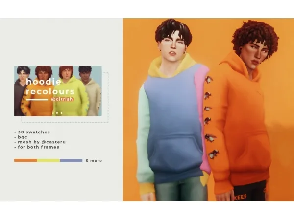 Maxis Match streetwear large hoodie recolours - The Sims 4 Custom Content
