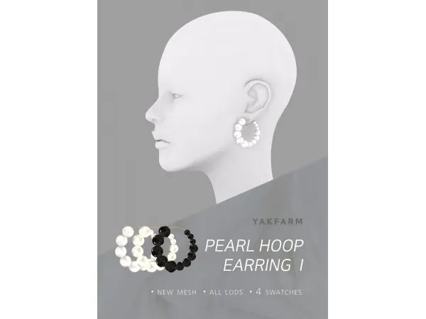 Alpha Pearl Hoop Earring Set - The Sims 4 Custom Content