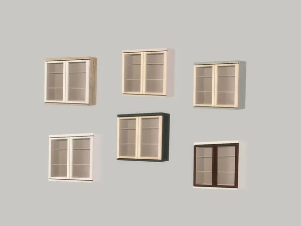 Kitchen Jen Wall Cabinet (glass doors) - The Sims 4 Custom Content