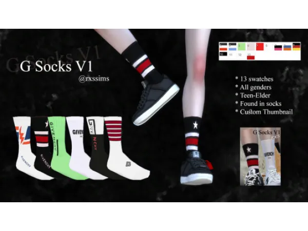 Alpha [RXS Sims 4 ] Socks 01 Givenchy - The Sims 4 Custom Content