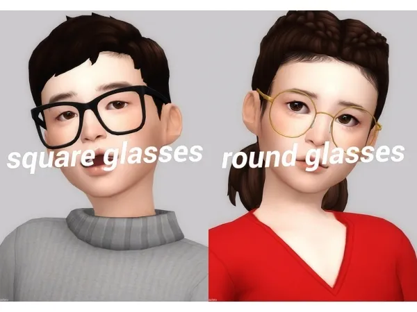 Maxis Match square round glasses by casteru - The Sims 4 Custom Content