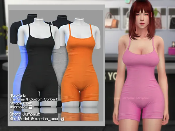 Alpha Short Jumpsuit - The Sims 4 Custom Content