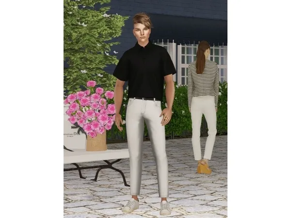Belted JeansPolo Shirt by nikaonishko - The Sims 2 Custom Content
