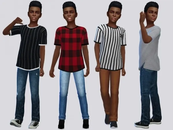 Maxis Match McLayneSims' X Side Slit Tee Shirt Kids - The Sims 4 Custom Content