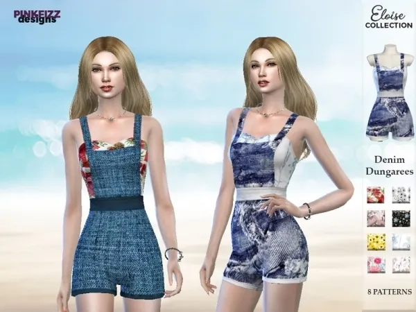 Alpha Pinkfizzzzz's Eloise Denim Dungarees PF121 - The Sims 4 Custom Content
