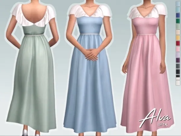 Mix Sifix's Alva Dress by thesimsresource - The Sims 4 Custom Content