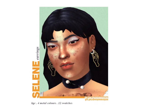Alpha selene earrings by turquoisee - The Sims 4 Custom Content