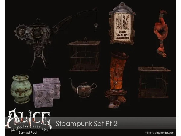 Alpha Mimoto AMR Steampunk Hatter Set Pt2 - The Sims 4 Custom Content
