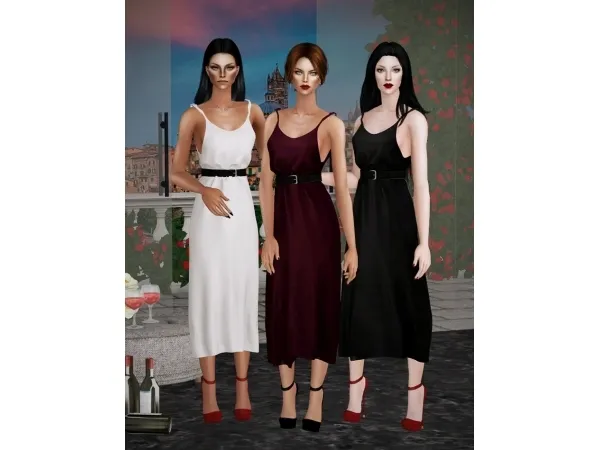 Elliesimple Valentine Long Dress by simsfinds - The Sims 2 Custom Content