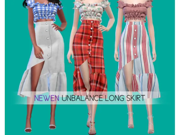Maxis Match [Newen] Unbalance Long Skirt by simsfinds - The Sims 4 Custom Content