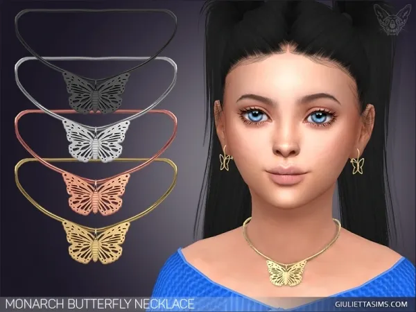 Alpha MONARCH BUTTERFLY NECKLACE FOR KIDS - The Sims 4 Custom Content