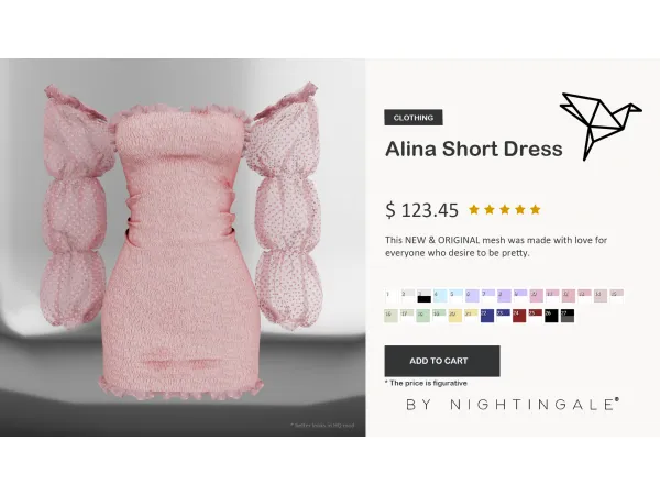 Alpha Alina Short Dress by NightingaleSims - The Sims 4 Custom Content