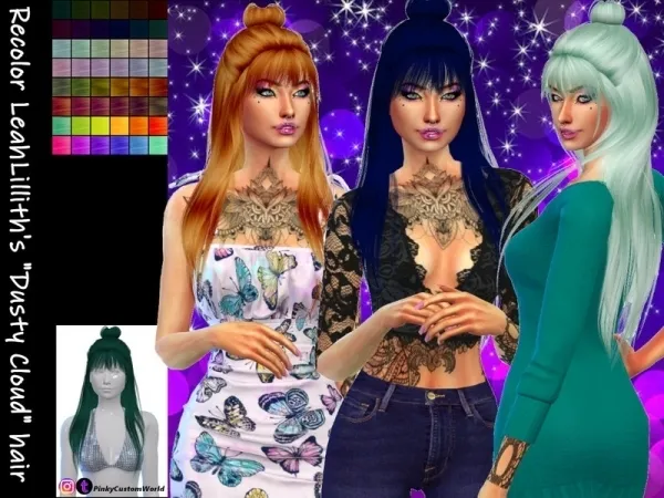 Alpha PinkyCustomWorld's Recolor of LeahLillith's Dusty Cloud hair Mesh needed - The Sims 4 Custom Content