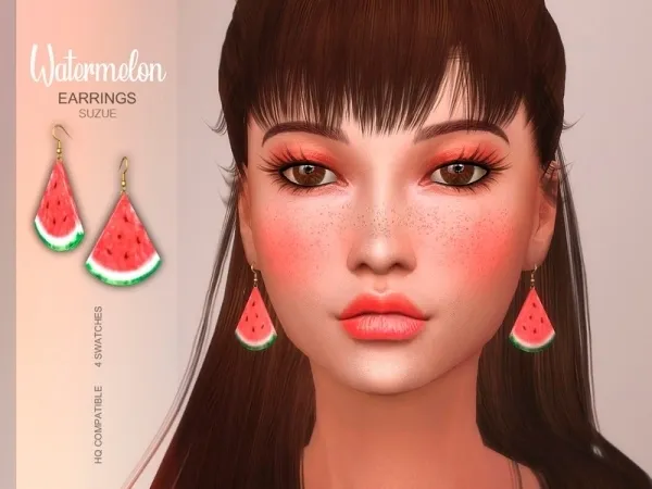 Alpha [Suzue] Watermelon Earrings - The Sims 4 Custom Content
