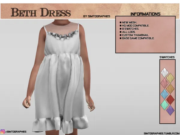 Alpha Beth Dress by simtographies - The Sims 4 Custom Content