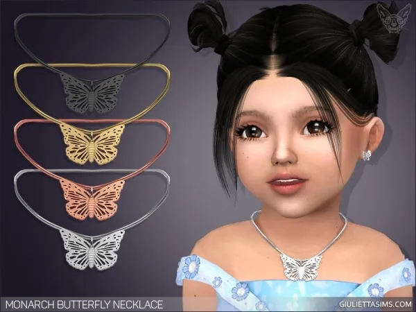 Alpha Monarch Butterfly Necklace For Toddlers by giuliettasims - The Sims 4 Custom Content