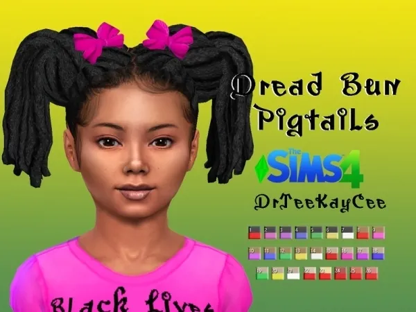 Alpha drteekaycee's Dreads with Buns Pigtails Base Compatible - The Sims 4 Custom Content