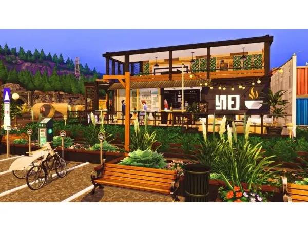 Alpha Shipping Views Coffee Co by mlplaysthesims - The Sims 4 Custom Content