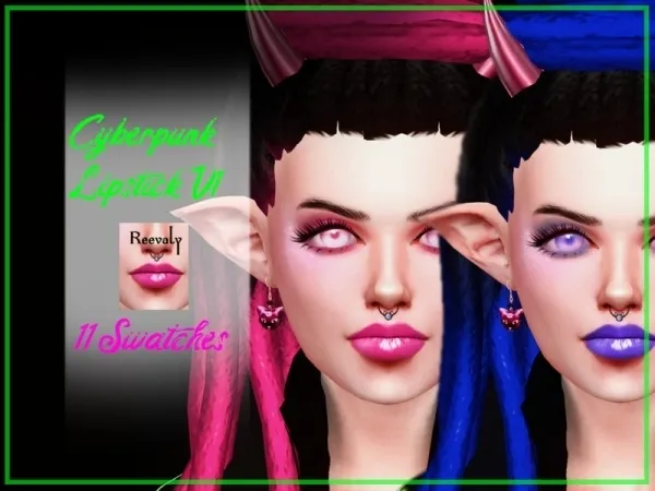 Alpha Reevaly's Cyberpunk Lipstick V1 - The Sims 4 Custom Content