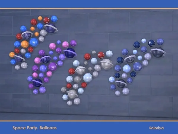 Space Party Balloons Balloons with Planetscomma left - The Sims 4 Custom Content