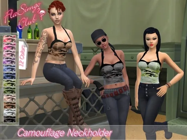 Maxis Match FlaSimgo Club's Camouflage Neckholder Bowling Night needed - The Sims 4 Custom Content