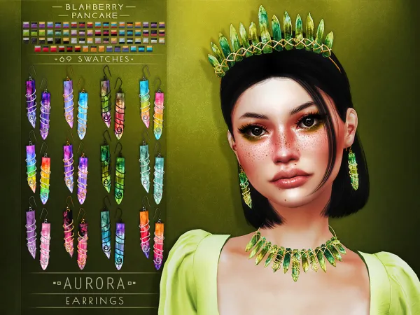 Alpha Blahberry Pancake Aurora Earrings - The Sims 4 Custom Content